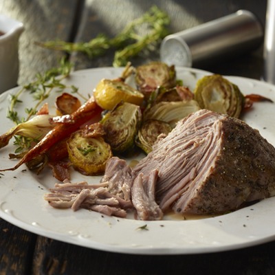 Balsamic pot roast with fall vegetables