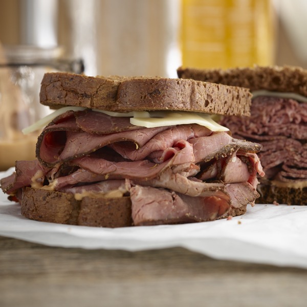 Pastrami deli delight sandwich