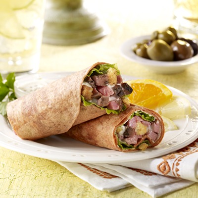 Roast beef Caesar wraps on a plate