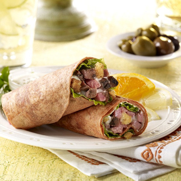 Steak Caesar wraps on a plate