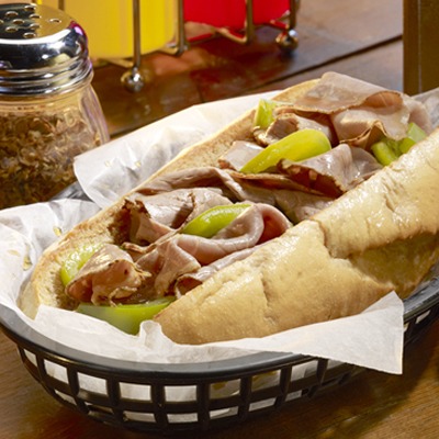 Italian beef sandwich in a basket