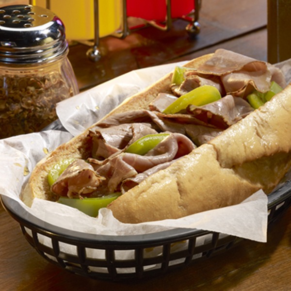 Italian beef sandwich in a basket