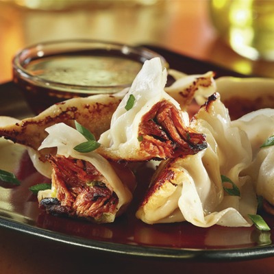 Seared garlicky pot roast dumplings