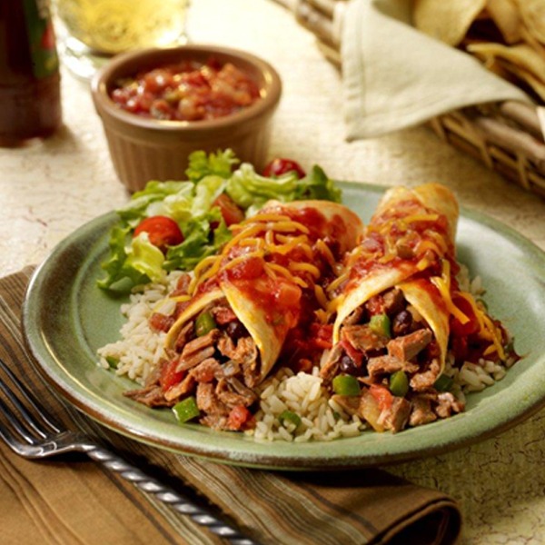 Pot roast enchiladas on a plate