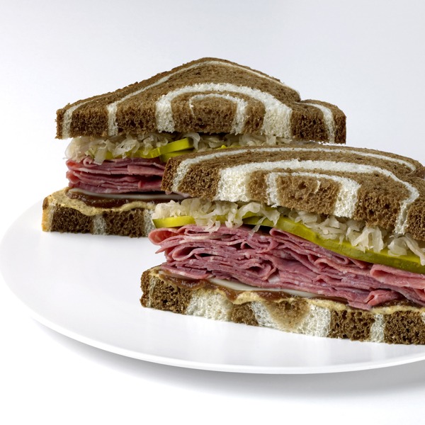 Gourmet reuben jam sandwich on a plate