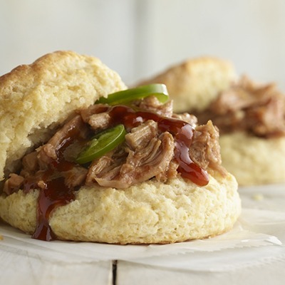 Shredded pork barbeque biscuit