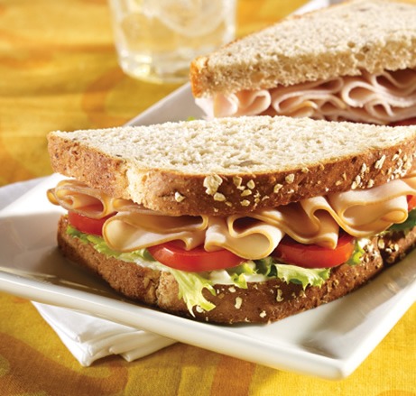 Sliced turkey sandwich on a plate