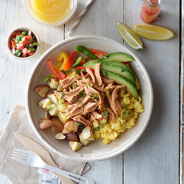 Pulled pork Mexican breakfast bowl