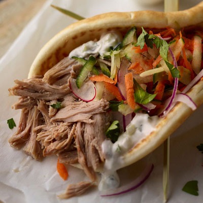 Pulled turkey on pita